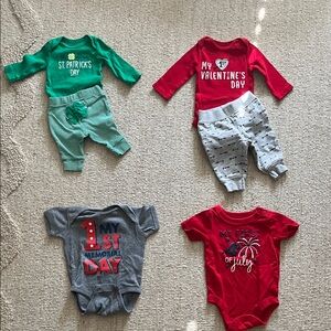 Assorted Baby Holiday Onesies (worn once) size NB-6M
